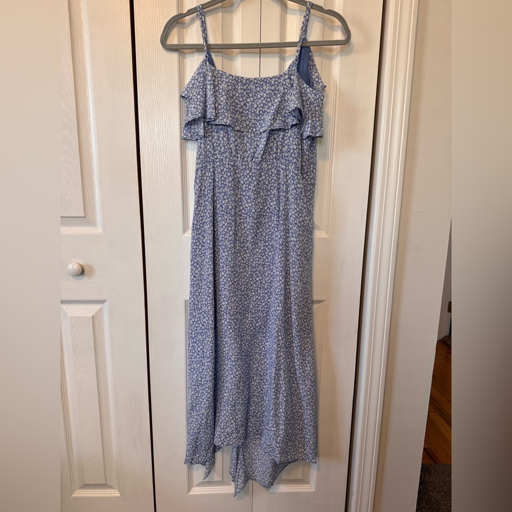 Veronica Beard Blue Spaghetti Strap Ruffle Ruched Midi Dress Spring/Summer Sz 6 - Picture 7 of 12